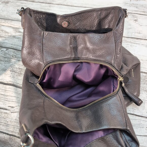 Coach Brown Pebbled Leather Double-Zip Shoulder Bag Madison Bag Women’s One Size - Picture 7 of 12